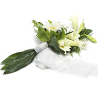 White lillies funeral bouquet