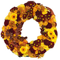 Warm and colourful funeral wreath