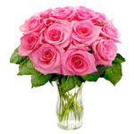 Passionate Vase Full of 12 Pink Roses