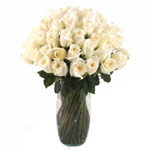 Enchanted 36 White Roses and Greens with Everlasting New Year Greetings