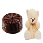 Chocolate - Layered Circular Cake and Teddy Bear