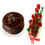 Enticing Black Forest Cake and Red Roses
