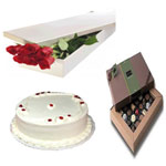 Toothsome Treat with Cake, Chocolates and Flowers
