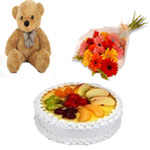 Lip-smacking New Year Special Cake with Blossoms and Teddy