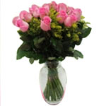 Sophisticated Bunch of a Dozen Roses in Pink