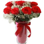 Rich Red Roses in a Lovely Vase