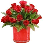 Captivating Red Roses Arrangement of Pure Beauty