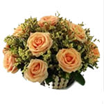 Fashionable Orange Roses Bouquet with Green Ornamentation
