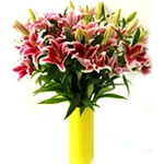 Aromatic Lilies with Polish Glass Vase
