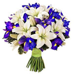 Enchanting Bouquet of White Lilies and Blue Iris
