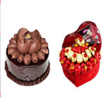 Extra Creamy Chocolate Cake and Heart Shaped Red Chocolate Box