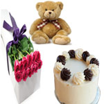 Rose Bear Bouquet with Delight Cake