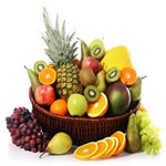 A medium size fruits basket with a fresh and healt...