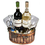 Decorated basket with 1 Red and 1 White bottle, 2 ...