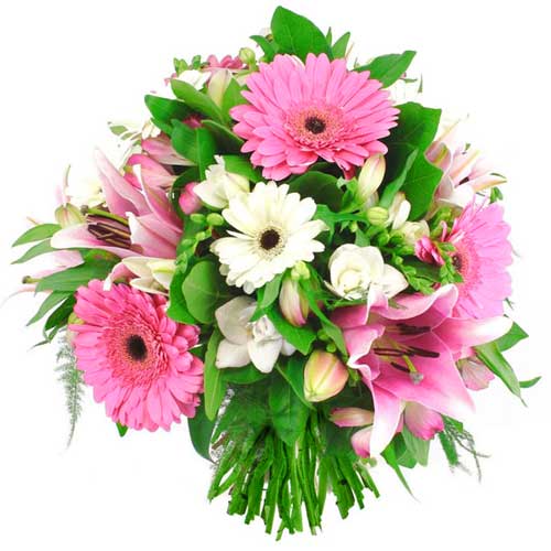 Dazzle your loved ones by gifting them this Blushing Colorful Flower Bouquet of ...