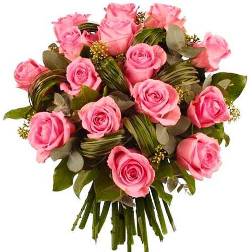 Send Completely full of love with this beautiful pink roses, and some greenery ....