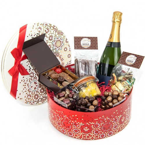 Elegant Bright Wishes Gift Box of Chocolate and Champagne