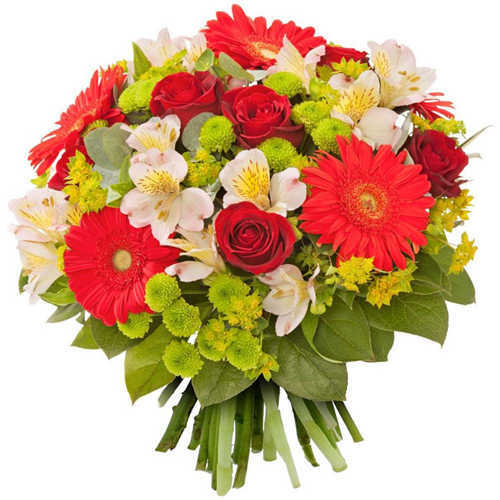Just click and send this Stunning Visual Round Bunch of Lovely Flowers conveying...