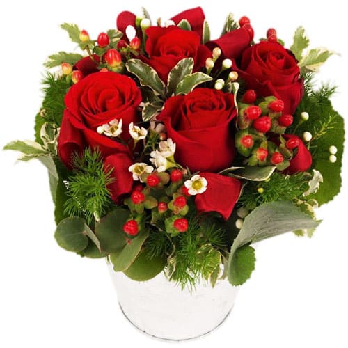 Fetching Red Roses In Zinc Container
