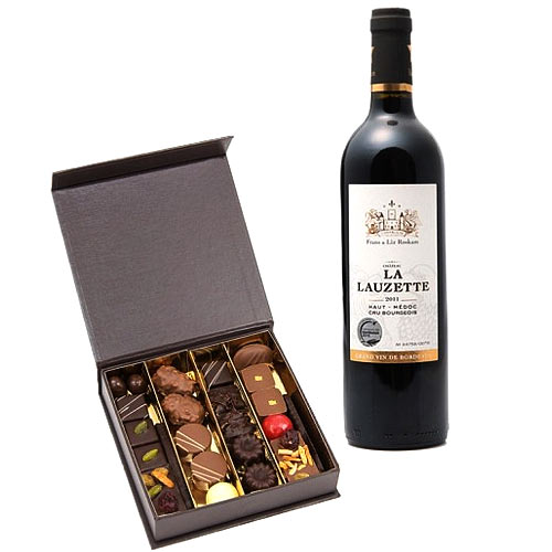 Remarkable Combo Gift of Red Wine and Chocolates