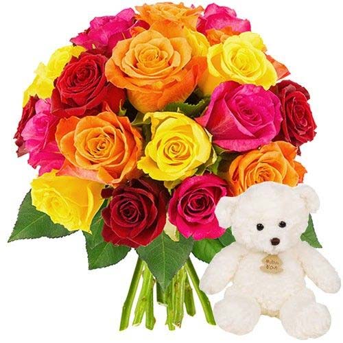 Charming Holiday Enchantment Bouquet with Teddy Bear