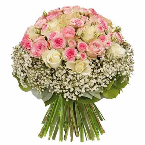 Artistic Bouquet of Pale Pink N White Roses