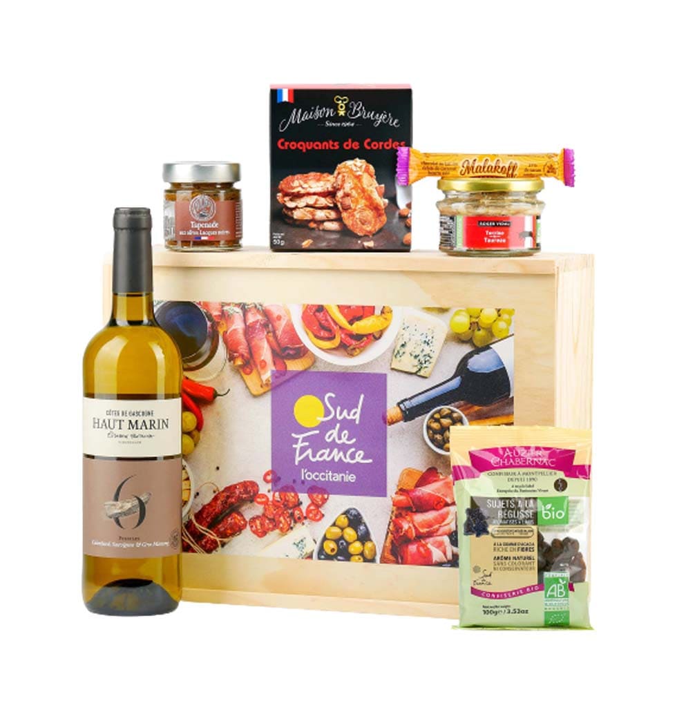 The Occitanie gastronomic box contains 6 products ...