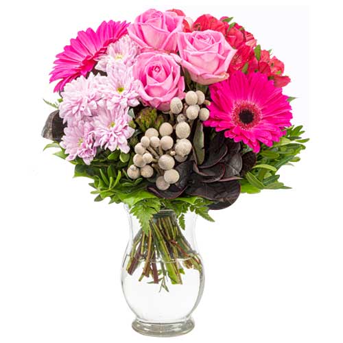 Graceful Bunch of Mixed Flowers with Vase