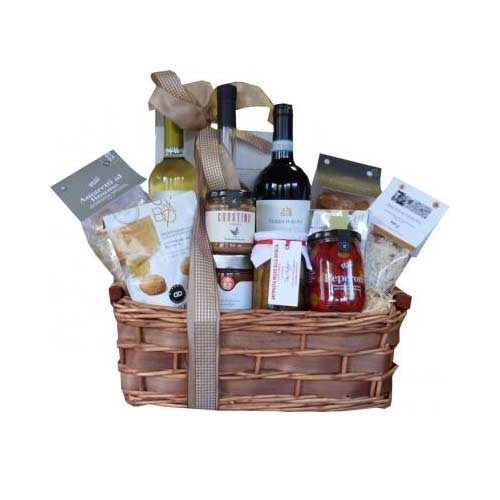 Festive Greeting Wine N Gourmet Gift Basket