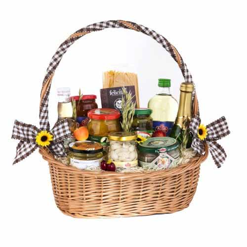 Dazzling Gift Basket Full of Delicacies N Wine