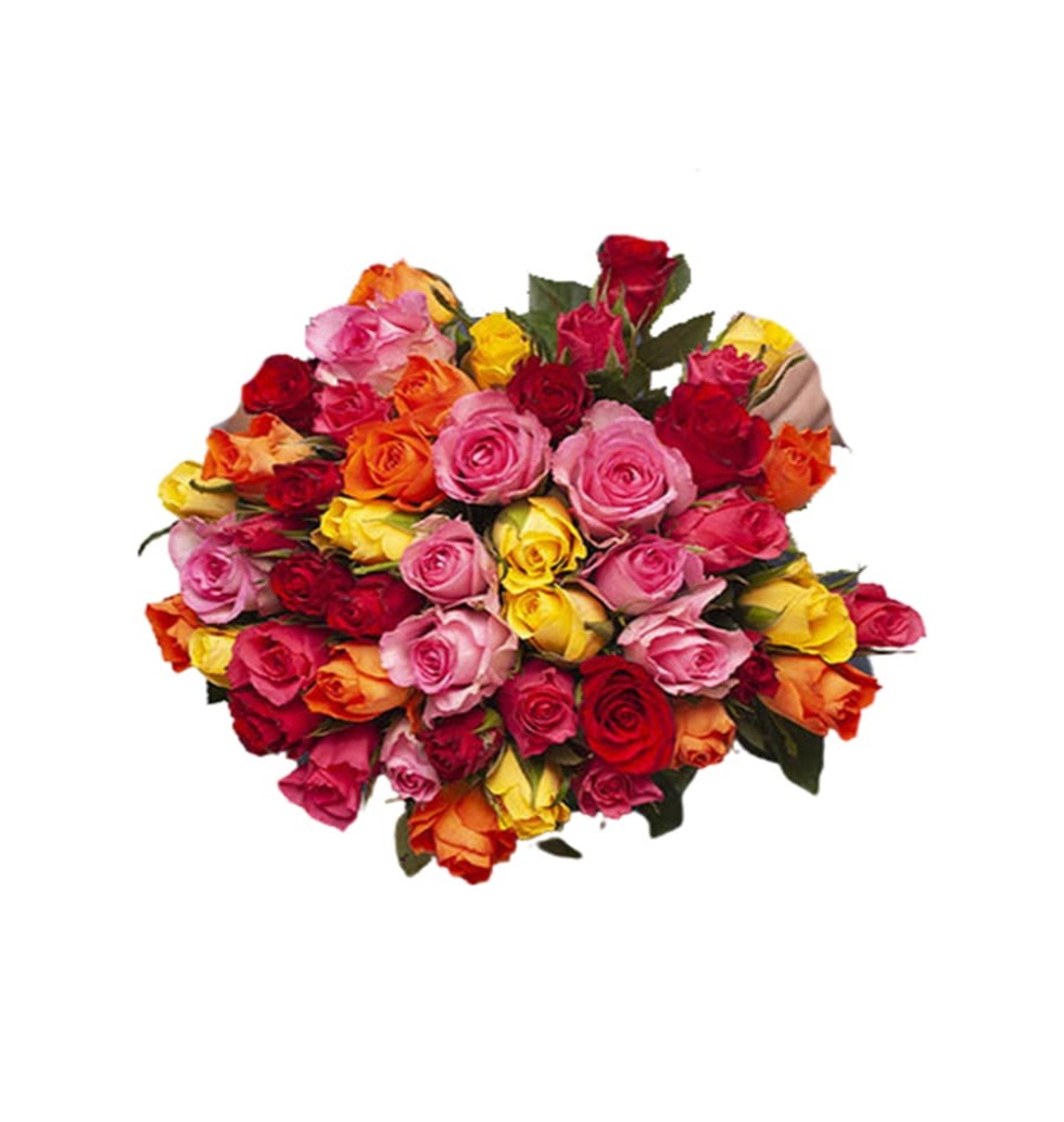 Colorful and blooming, this vibrant bouquet of ros...