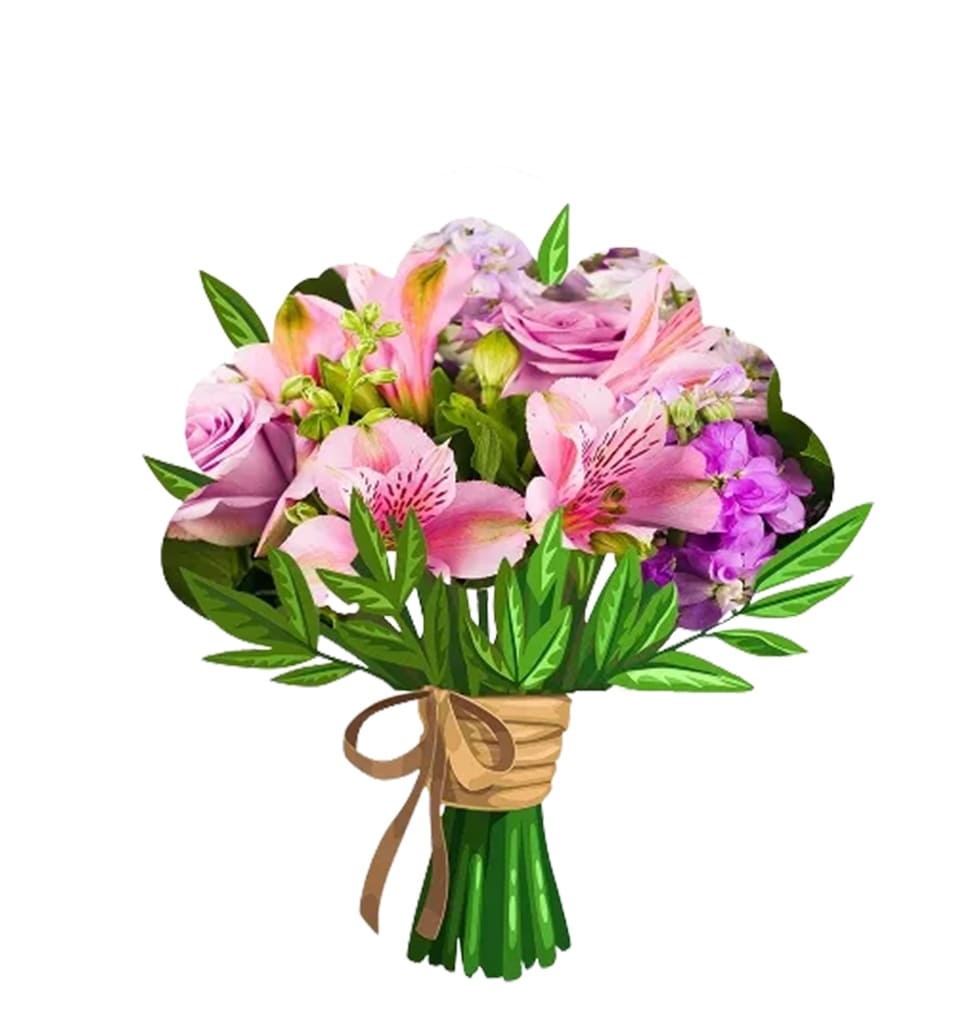 Seasonal pink flower bouquet