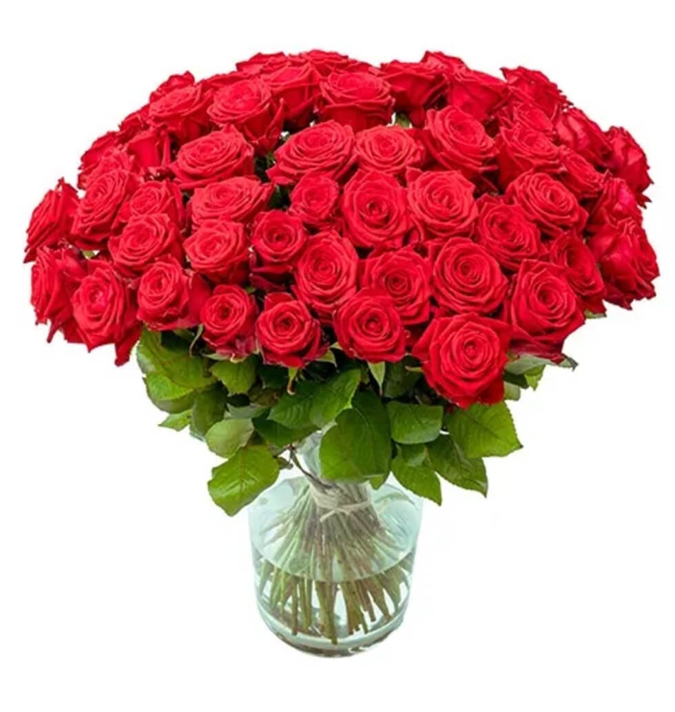 This is a stunning bouquet of seventy red roses su...