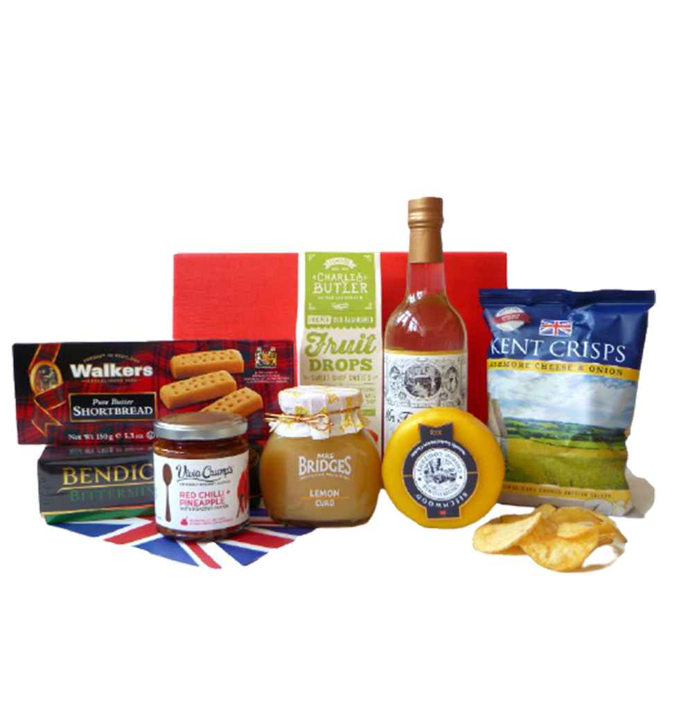 Basket Of British Delicacies For The Holidays