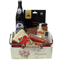 Gourmet gift baskets German styles with sausages c...