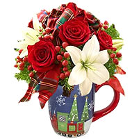 New Year mug with flowers