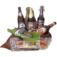 Gourmet gift baskets German styles with sausages c...