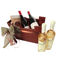 Exciting Red N White Wine Indulgence Gift Basket