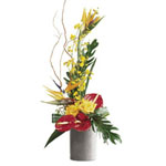 Arrangement of cut flowers in basket / dish  the extraordinary gift ....