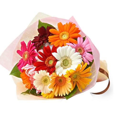 Smile Forever with 10 pcs of Colorful Gerbera Bouquet