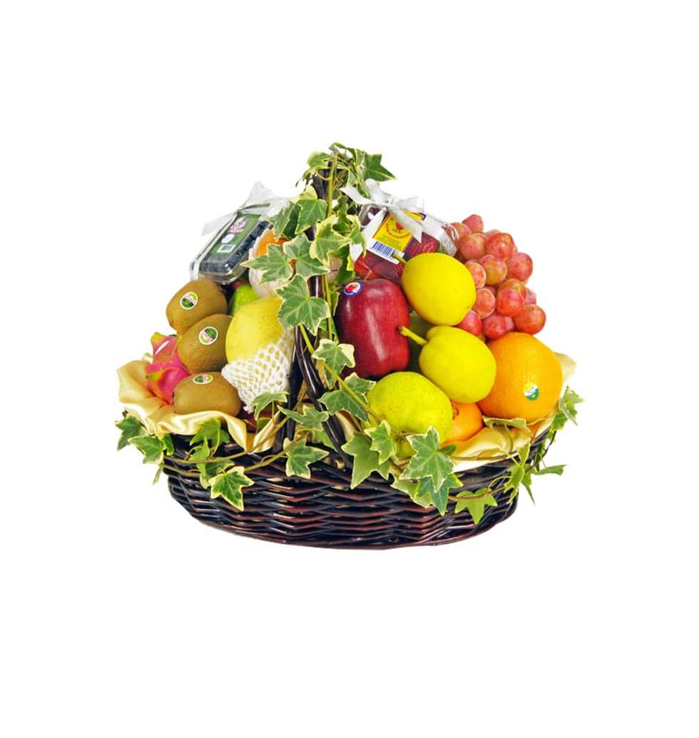 Fresh basket of fruit with basket. Our baskets are......  to Fan Lau