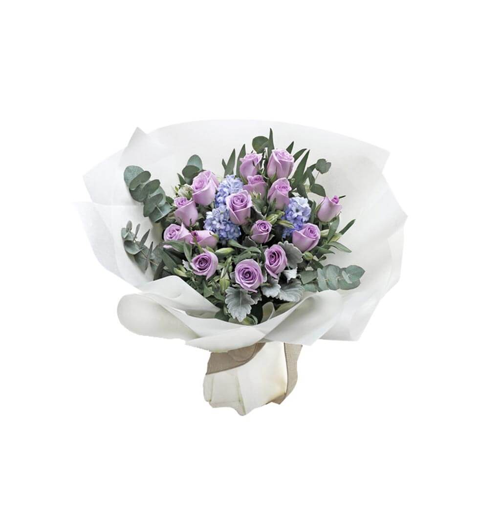 A special flower bouquet of 15 stems purple rose h......  to Po Toi Island_HongKong.asp