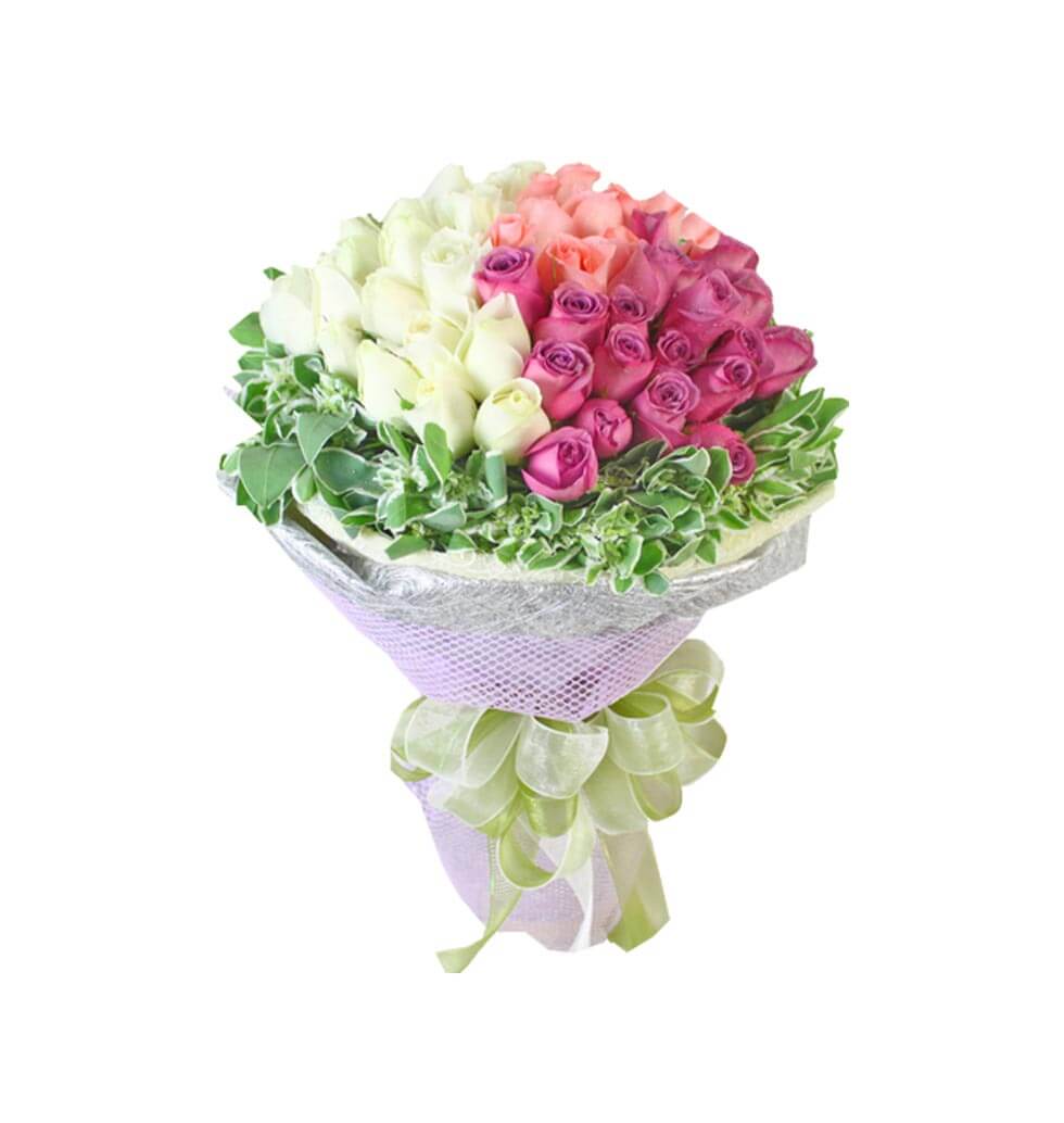 A stunning arrangement of white, pink, and purple ......  to Cha Kwo Ling_HongKong.asp