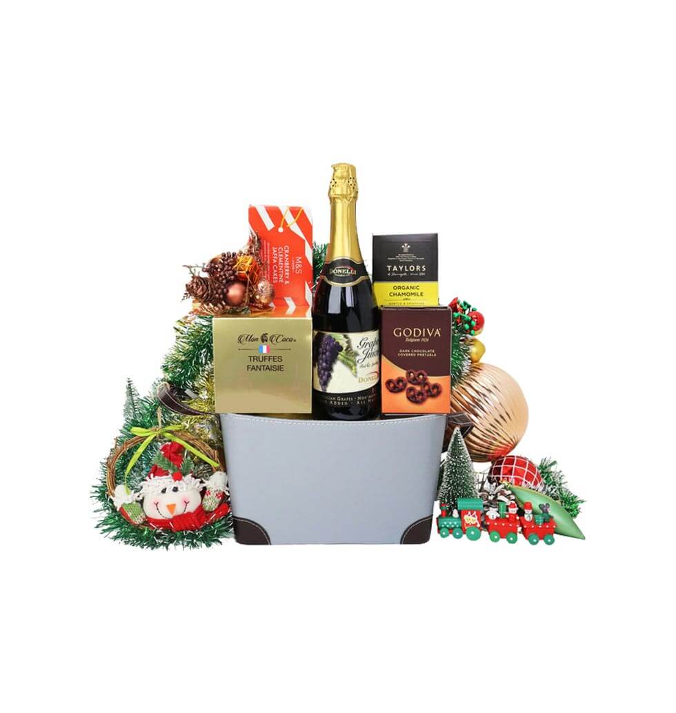 Our man-made leather gift hamper with side handles......  to Clear Water Bay