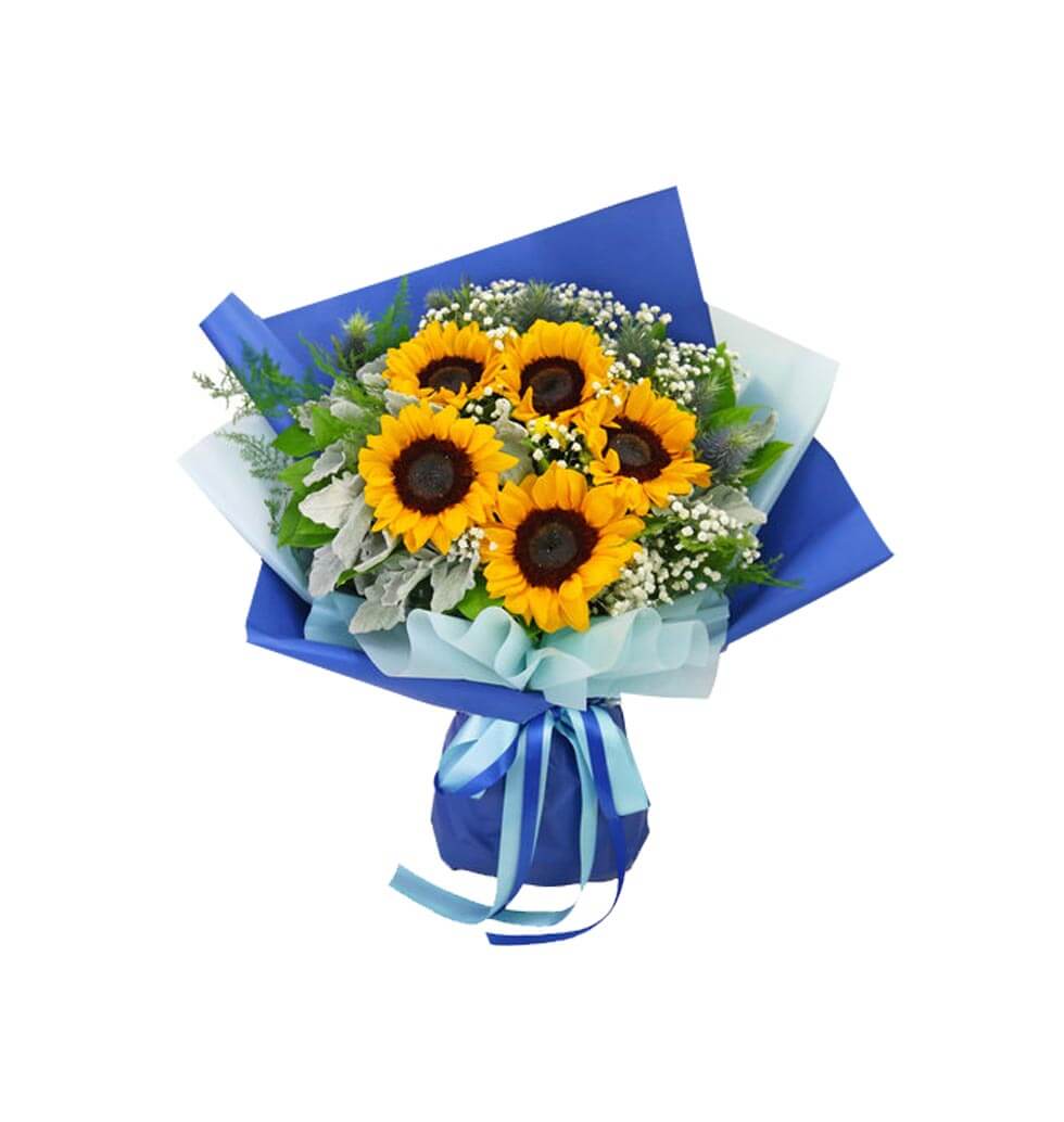 A fresh, brilliant mix of sunflowers and spring blooms is sure to delight friend...