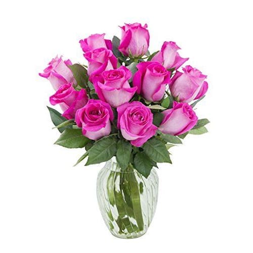 Spectacular Celebrate Love 12 Pink Roses in a Vase