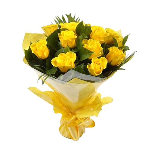 Eye-Catching Brighten the Day 1 Dozen of Yellow Roses Bouquet