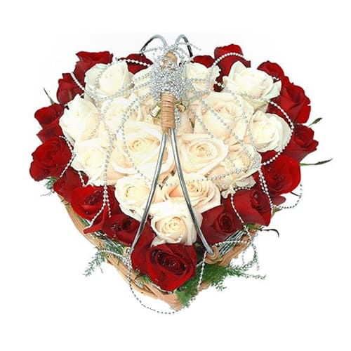 Romantic Heart Shaped Flower Basket with Touch of Sweet Love