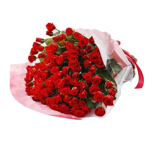 Charming Basket of American Red Roses