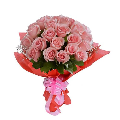 Fresh 24 Pink Roses Bouquet